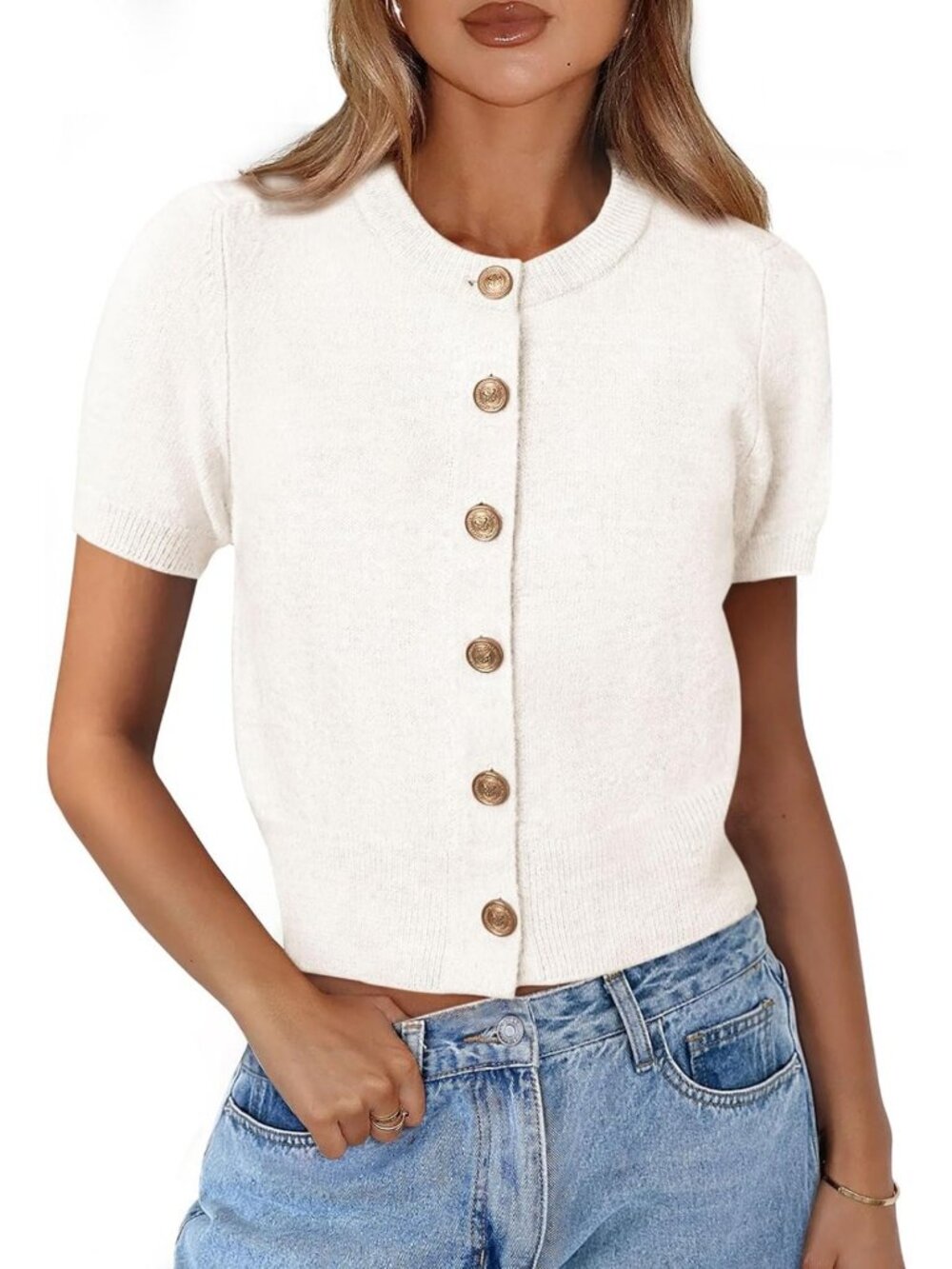 Chic Women's Summer Cardigan - Short Sleeve Lightweight Sweater for Layering